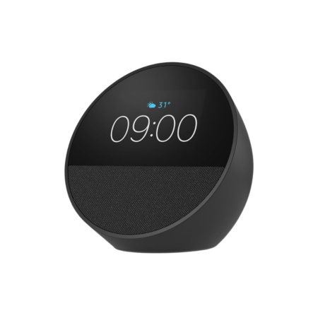 Echo Spot Smart Home Hub with Alexa – Wi-Fi 802.11a/b/g/n/ac, Bluetooth, Sidewalk, Black