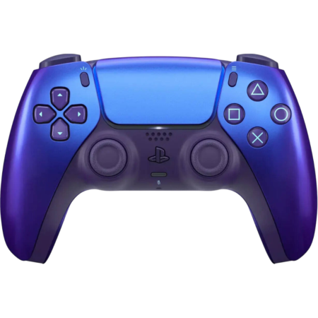 Blue PlayStation 5 DualSense controller front view with D‑pad left and action buttons on the right.