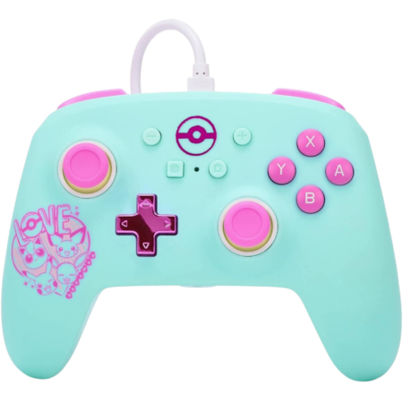 PowerA Nintendo Switch Enhanced Wired Controller, Two Mappable Advanced Gaming Buttons, Anti-Friction Ring, 3.5mm Stereo Audio Jack, Detachable 10ft (3m) USB Cable, Pokémon Sweet Friends | NSGP0146-01