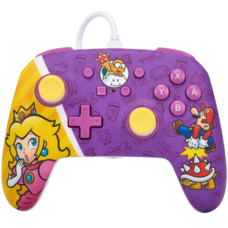 PowerA Nintendo Switch Enhanced Wired Controller, Two Mappable Advanced Gaming Buttons, Anti-Friction Ring, 3.5mm Stereo Audio Jack, Detachable 10ft (3m) USB Cable, Princess Peach Battle | NSGP0092-01