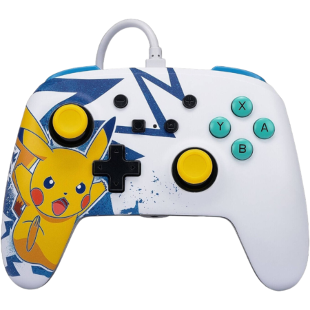 PowerA Nintendo Switch Enhanced Wired Controller, Two Mappable Advanced Gaming Buttons, Anti-Friction Ring, 3.5mm Stereo Audio Jack, Detachable 10ft (3m) USB Cable, Pikachu High Voltage | NSGP0041-01