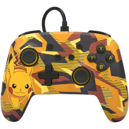 PowerA Nintendo Switch Enhanced Wired Controller, Two Mappable Advanced Gaming Buttons, Anti-Friction Ring, 3.5mm Stereo Audio Jack, Detachable 10ft (3m) USB Cable, Camo Storm Pikachu | NSGP0094-01