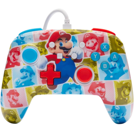 PowerA Nintendo Switch Enhanced Wired Controller, Two Mappable Advanced Gaming Buttons, Anti-Friction Ring, 3.5mm Stereo Audio Jack, Detachable 10ft (3m) USB Cable, Mario Hero Reel | NSGP0282-01