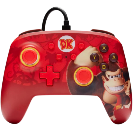 PowerA Nintendo Switch Enhanced Wired Controller, Two Mappable Advanced Gaming Buttons, Anti-Friction Ring, 3.5mm Stereo Audio Jack, Detachable 10ft (3m) USB Cable, Donkey Kong Flex | NSGP0281-01