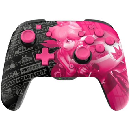 PDP Gaming Wireless Controller For Nintendo Switch And OLED Model, GRAND PRIX PEACH REMATCH GLOW, Glows In The Dark, Wireless Controller, Officially Licensed By Nintendo | 500-202-GPPH