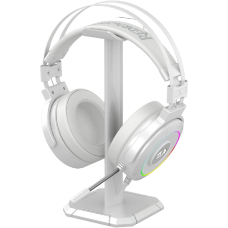 Redragon H320 Lamia 2 USB RGB Gaming Headset with Stand, Virtual 7.1 Surround Sound, 3D Sound Effect, Sound Controller & Mute Button, 40mm Driver, 32 Ohms, 20Hz Frequency, Lunar White | H320W-RGB