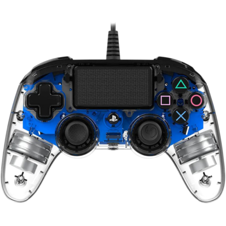 Nacon Wired Illuminated Compact PS4 Controller, LED Player Indicator, Symmetric Joystick Position, 300cm Cable Length, For Windows & PS4, Blue | PS4OFCPADCLBLUE