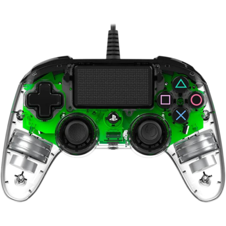 Nacon Wired Illuminated Compact PS4 Controller, LED Player Indicator, Symmetric Joystick Position, 300cm Cable Length, For Windows & PS4, Green | PS4OFCPADCLGREEN