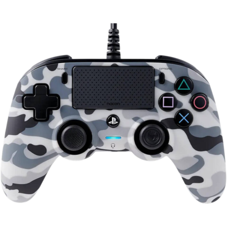 Nacon Wired Compact Controller, LED Player Indicator, Symmetric Joystick Position, 300cm Cable Length, For Windows & PS4, Camo Grey | PS4OFCPADCAMGREY