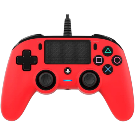Nacon Wired Compact Controller, LED Player Indicator, Symmetric Joystick Position, 300cm Cable Length, For Windows & PS4, Red | PS4OFCPADRED