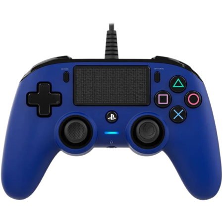 Nacon Wired Compact Controller, LED Player Indicator, Symmetric Joystick Position, 300cm Cable Length, For Windows & PS4, Blue | PS4OFCPADBLUE