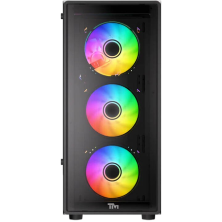 Twisted Minds Phantom Mid Tower Gaming Case, ATX PC Case with ARGB Fans & Tempered Glass Design, Black | TM-PHANTOM-B