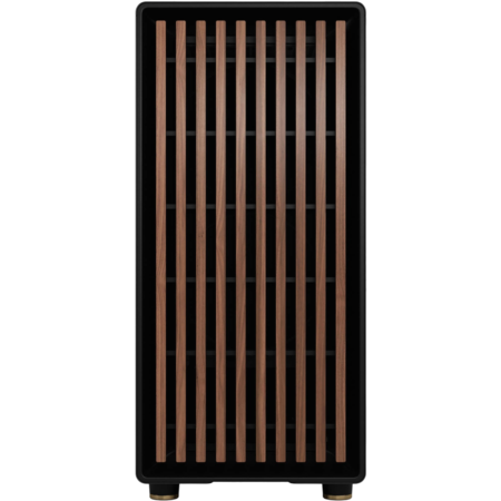 Fractal Design North TG ATX Mid Tower Gaming PC Case, Open Front with Walnut & Temp Glass Side Panel, Up to 360mm Radiator & 8x120mm Fans, USB Type-C / 3.0, Charcoal Black TG Dark | FD-C-NOR1C-02