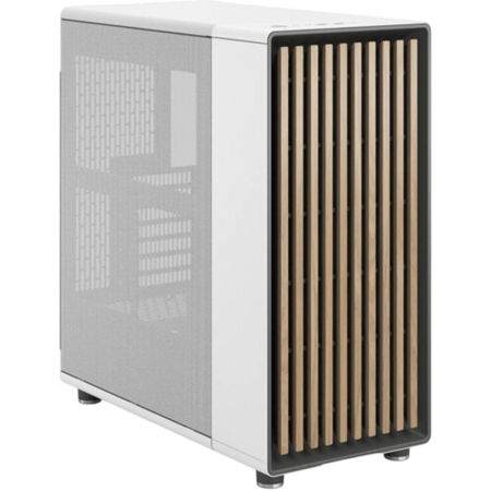 Fractal Design North ATX Mid Tower Gaming PC Case, Open Front with Real Oak Panels & Mesh Side Panel, Up to 360mm Radiator & 8x120mm Fans, USB Type-C / 3.0, Chalk White | FD-C-NOR1C-03