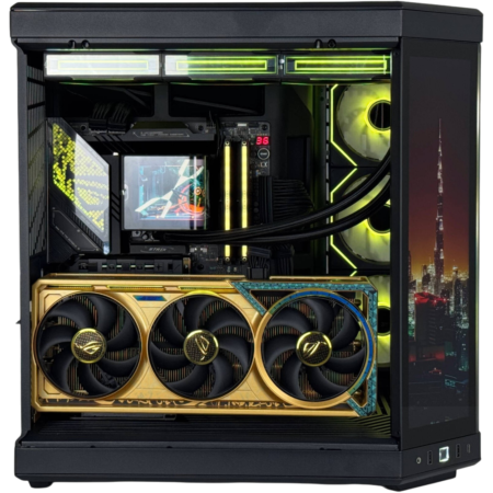 Dhahab Gaming PC - AMD Ryzen 9 9950X3D 16 Cores 32 Threads, NVIDIA RTX 5080 16GB, 64GB DDR5 RAM 6000MHz, 4TB SSD Gen 5, 1000W 80 Plus PSU, 360mm Panorama Liquid Cooler, Wi-Fi + BT