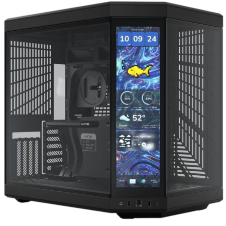 HYTE Y70 Touch Infinite Dual Chamber Mid-Tower ATX Computer Case, 14.5" 688 x 2560 (2.5K) Touch Display, Up to 10 Fans & 360mm Radiator Support, Black | CS-HYTE-Y70TTI-BB