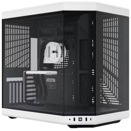 HYTE Y70 Dual Chamber Mid-Tower ATX Computer Case, Steel Frame & Glass Side Panel Materials, Up to 10 Fans & 360mm Radiator Support, 2x 3.5" HDD / 4x 2.5" SSD, Black & White | CS-HYTE-Y70-BW