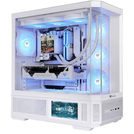 Thermaltake View 370 TG ARGB Mid Tower Chassis, ATX Tempered Glass Gaming PC Case, Snow | CA-11N-00M6WN-00