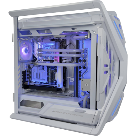 ASUS ROG Hyperion Gaming PC - AMD Ryzen 9 9950X3D 16 Cores 32 Threads, NVIDIA RTX 5090 32GB, 64GB DDR5 RAM 6000MHz, 4TB SSD Gen5, 1200W 80 PLUS PSU, Wi-Fi + BT, Custom Water Cooled