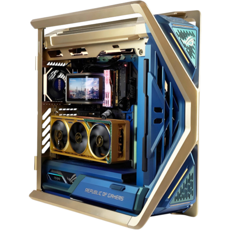 Hyperion Dhahab Gaming PC - AMD Ryzen 9 9950X3D 16 Cores 32 Threads, NVIDIA RTX 5080 16GB, 32GB DDR5 RAM 6000MHz, 2TB SSD Gen5, 1200W Titanium PSU, 360mm Liquid Cooler Display, Wi-Fi + BT, Win11 Pro