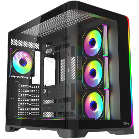 Twisted Minds Flux Mid Tower Gaming Case, ATX PC Case with ARGB Lighting & Advanced Cooling Support, Black | TM-FLUX-B