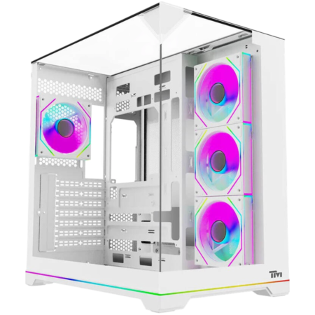 Twisted Minds Elite Mid Tower Gaming Case, ATX PC Case with ARGB Fans & Tempered Glass, White | TM-ELITE-W