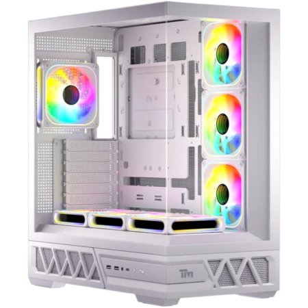 Twisted Minds Dominator Mid Tower Gaming Case, ATX PC Case with Tempered Glass & Cooling Support, White | TM-DOMINATOR-W