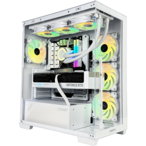 WhiteFury Gaming PC - AMD Ryzen 7 9700X 8 Cores 16 Threads, NVIDIA RTX 5070 Ti 16GB, 32GB DDR5 RAM 6000MHz, 1TB SSD Gen4, 850W Gold PSU, 360mm Liquid Cooler, Wi-Fi + BT