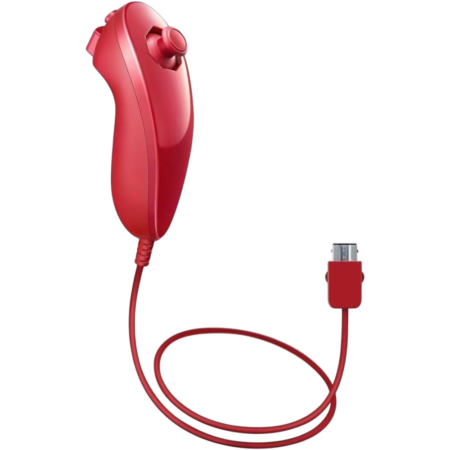 Nintendo Nunchuk Controller, Wii and Wii U Motion Gaming Accessory, Analog Stick and Motion Sensor Navigation Controller, Wired Expansion Attachment for Wii Remote, Red | Nunchuk