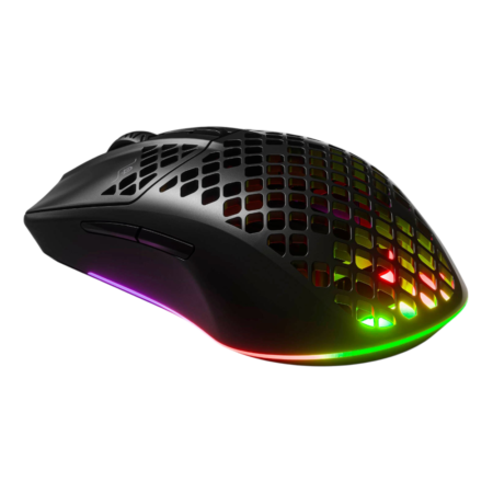 SteelSeries Aerox 3 Wireless Gaming Mouse, 40G Acceleration, 18000 DPI Optical Sensor, Ultra Lightweight, Water Resistant Design, Bluetooth 5.0, 200 Hour Battery Life, USB-C, Onyx | 62612