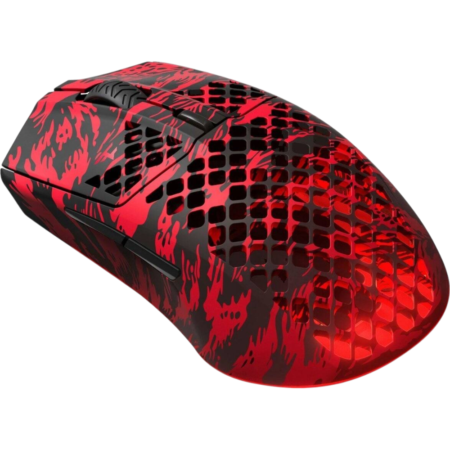 SteelSeries Aerox 3 Wireless FaZe Clan Edition Wireless Mouse, Next-Gen Golden Micro IP54 Switches, 40G Acceleration, 18000 CPI Increments, 1ms Polling Rate, 6 Buttons, Black / Red | 62609