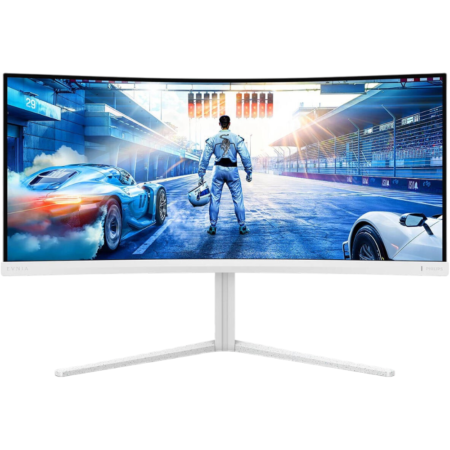 Philips Evnia 5000 Gaming Curved Monitor, 34" VA Display, WQHD Resolution, 180Hz Refresh Rate, 1ms (GtG) Response Time, 1500R Curvature, SmartImage Game Mode, White | 34M2C5501A